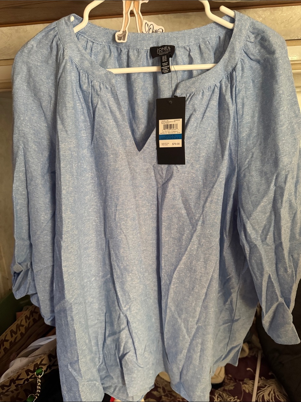 Jones New York Light Blue Casual Button-Down Shirt
